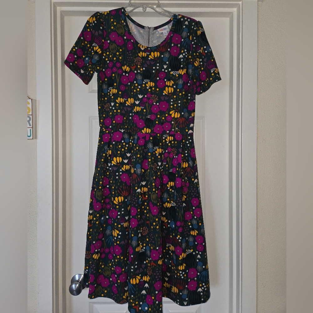LuLaRoe Black Floral Midi Dress